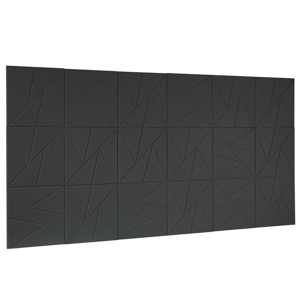 VEVOR 18-pak paneli akustycznych z taśmą samoprzylepną, 300x300x10 mm, dźwiękochłonne panele piankowe, akustyczne panele ścienne z włókna poliestrowego, do domu, studia, biura, kina, czarne