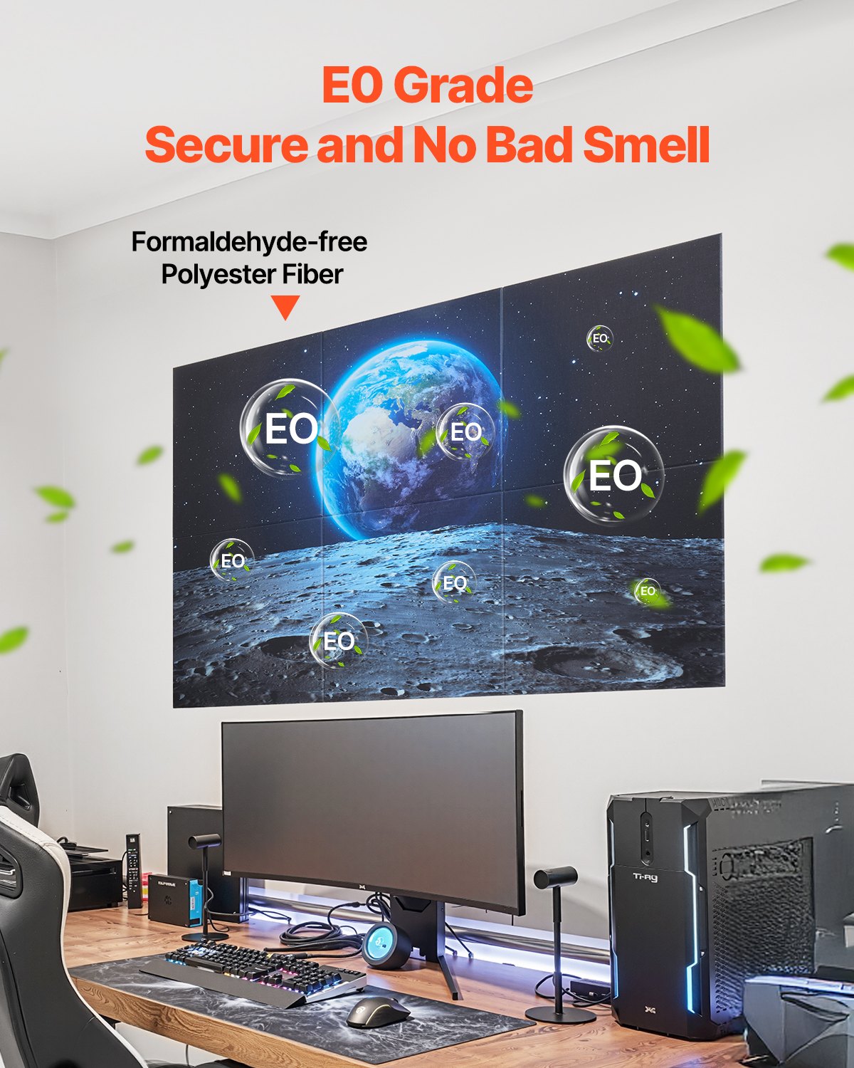 VEVOR 6-pak paneli akustycznych, 1800x1200x10 mm, akustyczne panele ścienne, samoprzylepne dekoracyjne panele dźwiękochłonne i pochłaniające do domu, biura, studia, pokoju gier, kina i na Ziemię