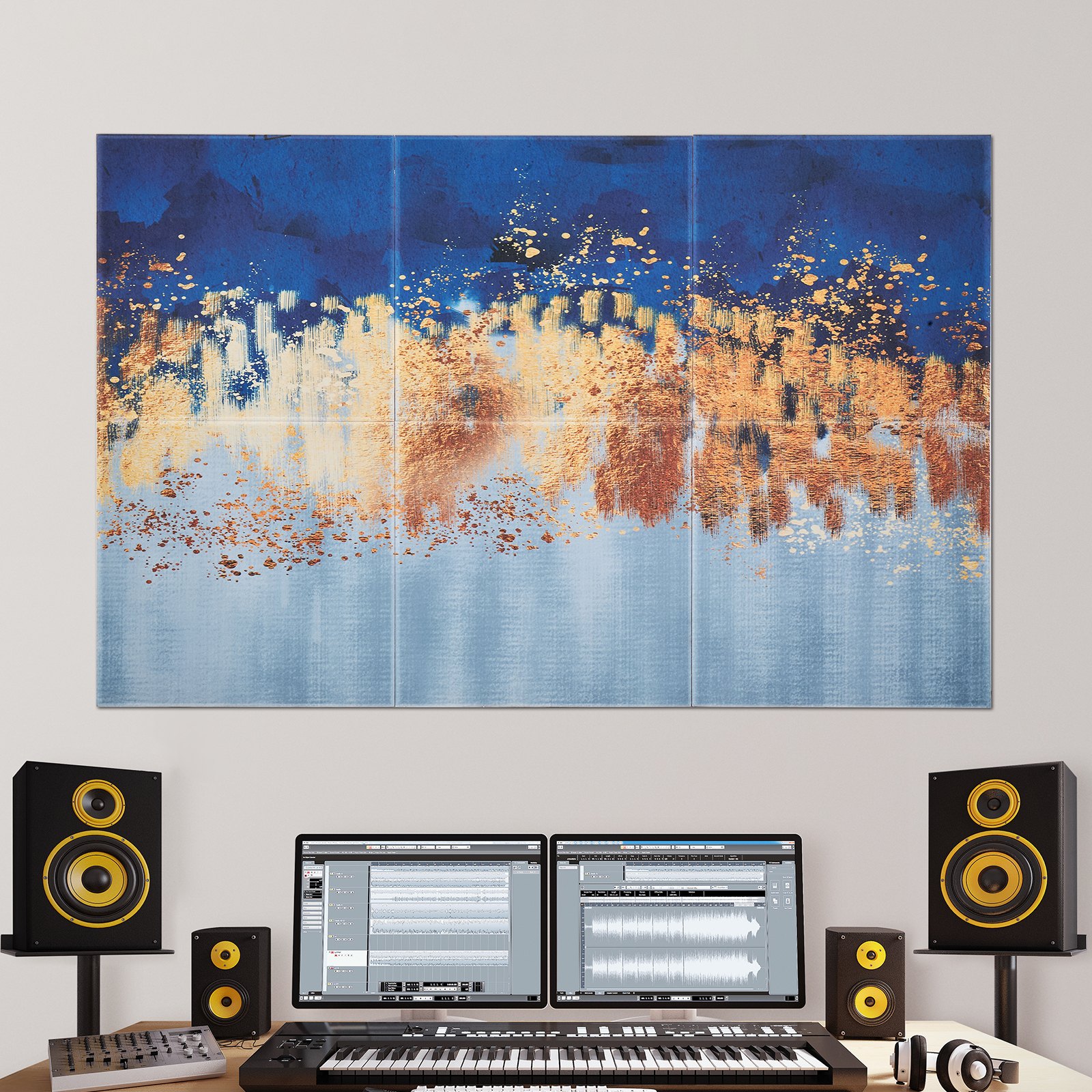 VEVOR 6-pak paneli akustycznych, 1800x1200x10 mm, akustyczne panele ścienne, samoprzylepne dekoracyjne panele dźwiękochłonne i pochłaniające do domu, biura, studia, pokoju zabaw, kina, obrazów