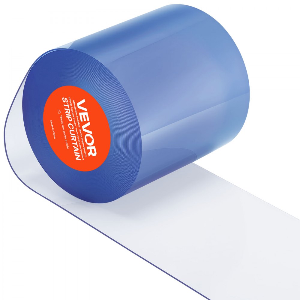 Zasłona paskowa VEVOR, 50' długości x 8" szerokości x 0,08" grubości, przezroczysta gładka zasłona paskowa z PVC, rolka zbiorcza, plastikowa taśma drzwiowa do supermarketów, garaży, magazynów, stodół, stajni dla zwierząt