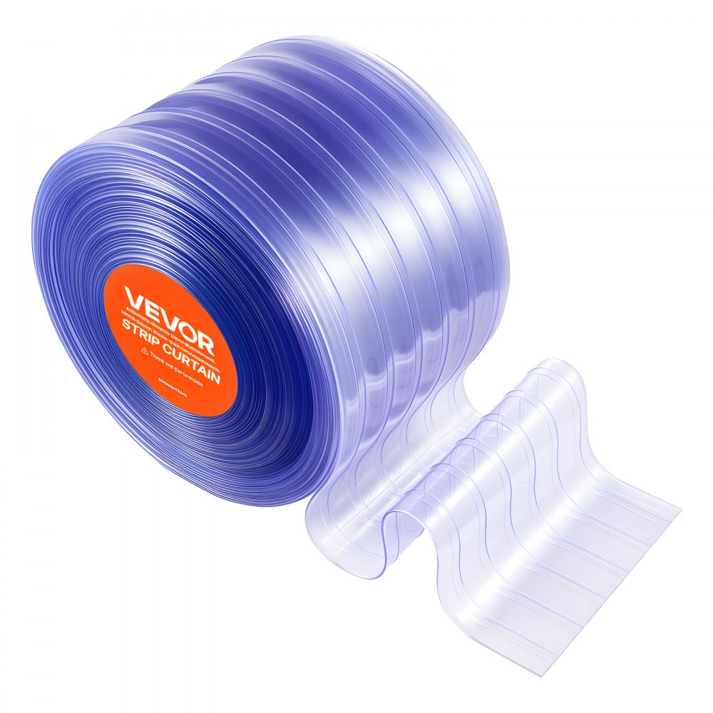 Kurtyna paskowa z PVC VEVOR, długość 45,72 m x szerokość 30 cm, kurtyna lamelowa, sprzedawana na metry, od -20°C do 60°C Kurtyna paskowa do drzwi supermarketów, garaży, magazynów, domków dla zwierząt, żebrowana