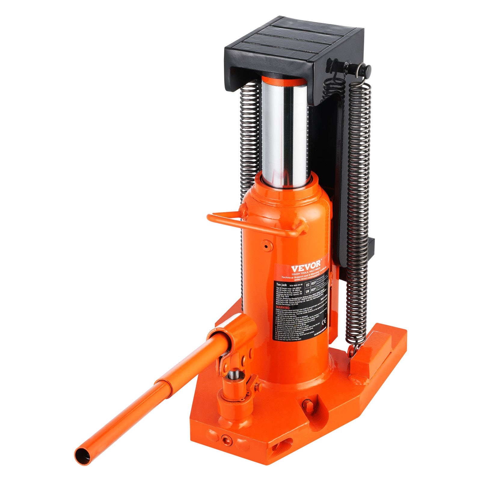 VEVOR Hydraulic Trolley Jack, 5 t lifting platform at the tip, 10 t lifting capacity at the tip, 20-173 mm toe height, 287-440 mm top height, air hydraulic claw jack for machinery