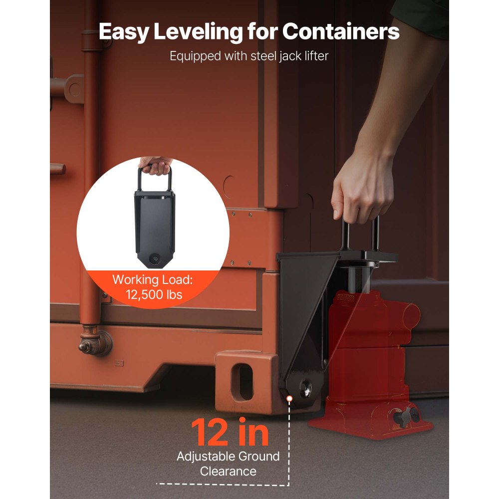 VEVOR Shipping Container Wheels 8-Lug Wheels Kit, Heavy Duty Shipping Container Accessories with Ratchet Tie Down-Moves 6 m-12 m, Secure Transport for Dock, Warehouse, Construction Site, Black