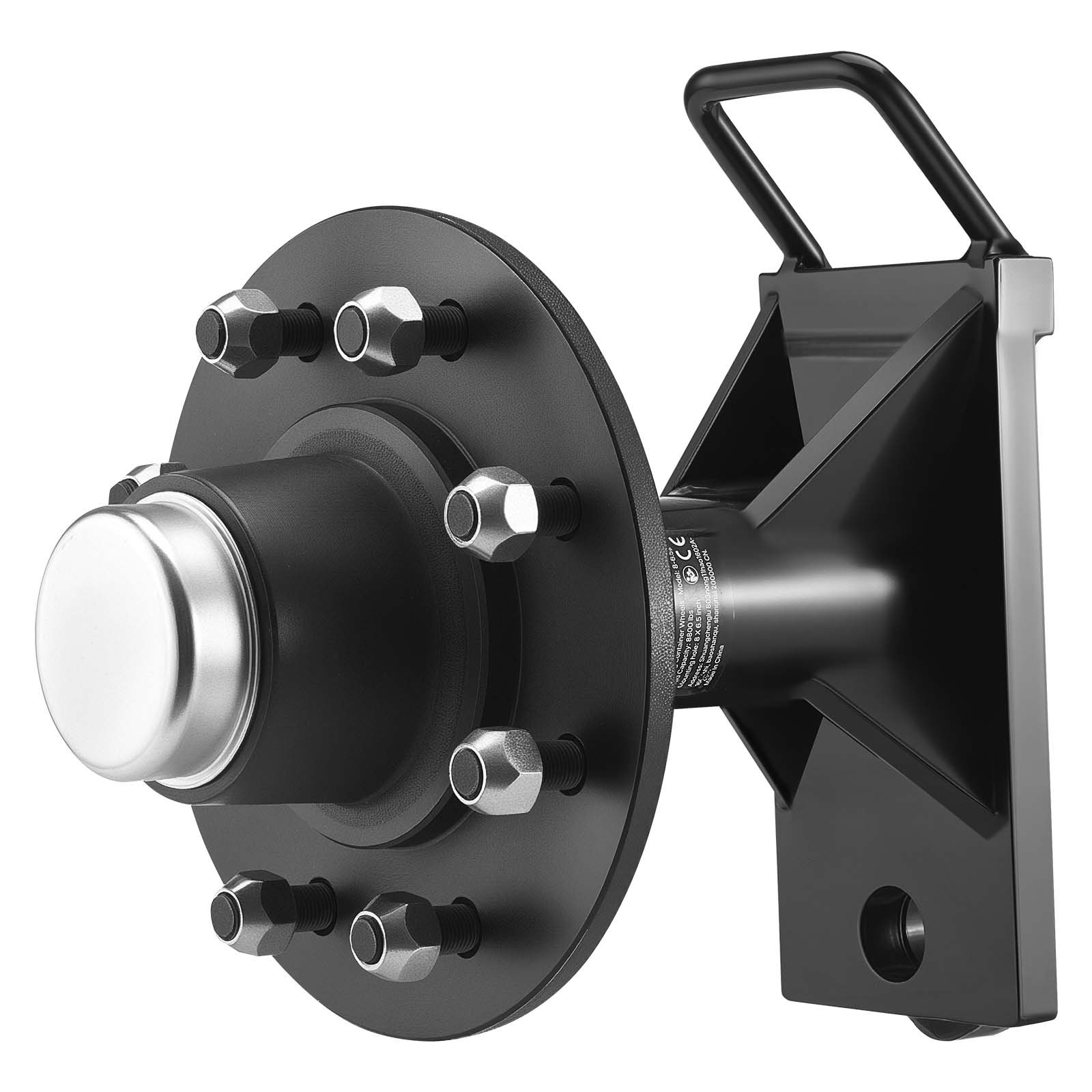 VEVOR Shipping Container Wheels 8-Lug Wheels Kit, Heavy Duty Shipping Container Axle with Ratchet Tie Down-Moves 6 m-12 m, Secure Transport for Dock, Warehouse, Construction Site, Black