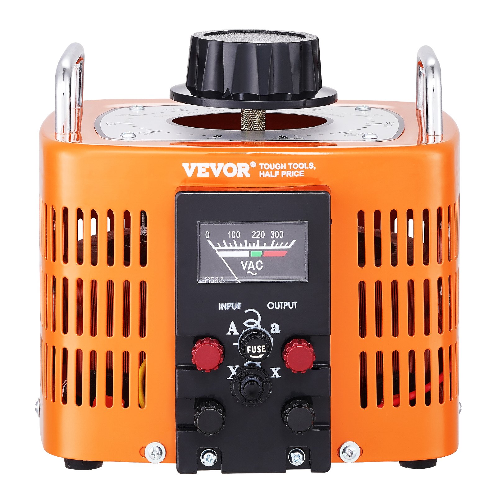 VEVOR Automatyczny transformator napięcia zmiennego 3000 VA, 10 A, wejście 230 V, wyjście 0-300 V, regulator napięcia prądu przemiennego, 4 bezpieczniki, wyłącznik termiczny do domu i biura