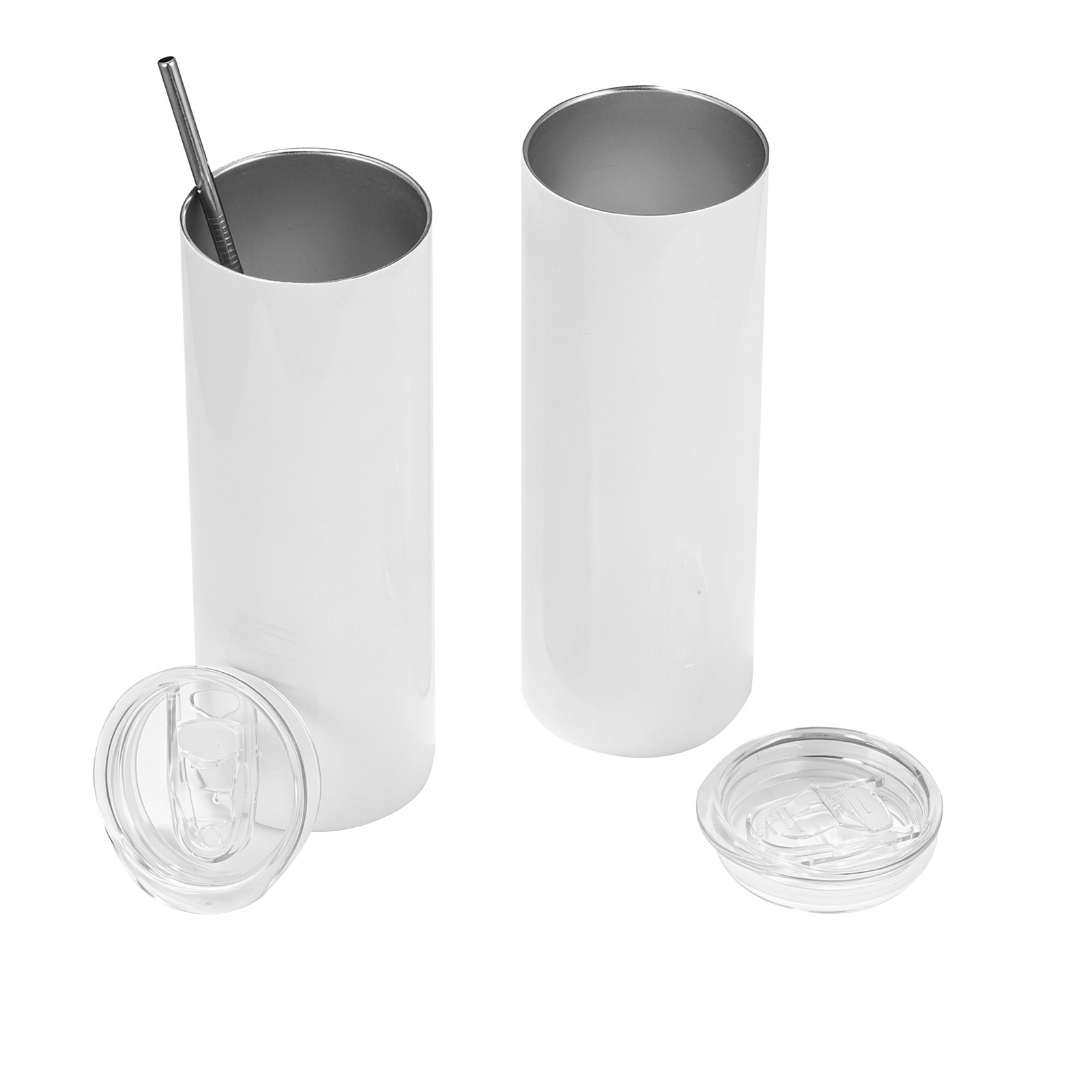 Kubki sublimacyjne VEVOR, 4 szt. (591 ml), kubki sublimacyjne ze stali nierdzewnej z pokrywkami i słomkami, izolowane, dwuścienne, gotowe do samodzielnego wykonania prezentów