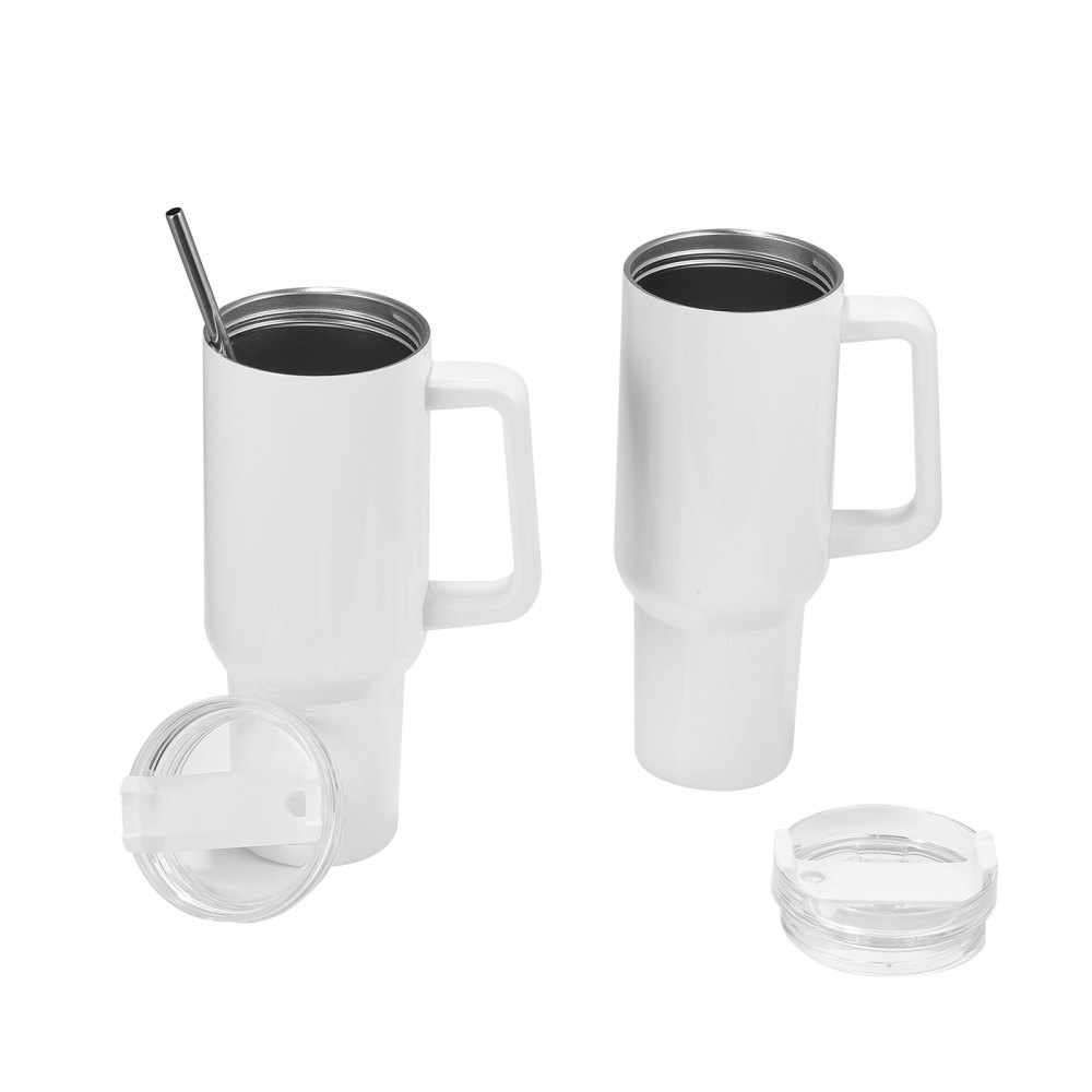 Kubki sublimacyjne VEVOR 8 szt. (1183 ml), kubki sublimacyjne ze stali nierdzewnej z pokrywkami, słomką i uchwytem, ​​izolowane, dwuścienne, gotowe do samodzielnego wykonania prezentów