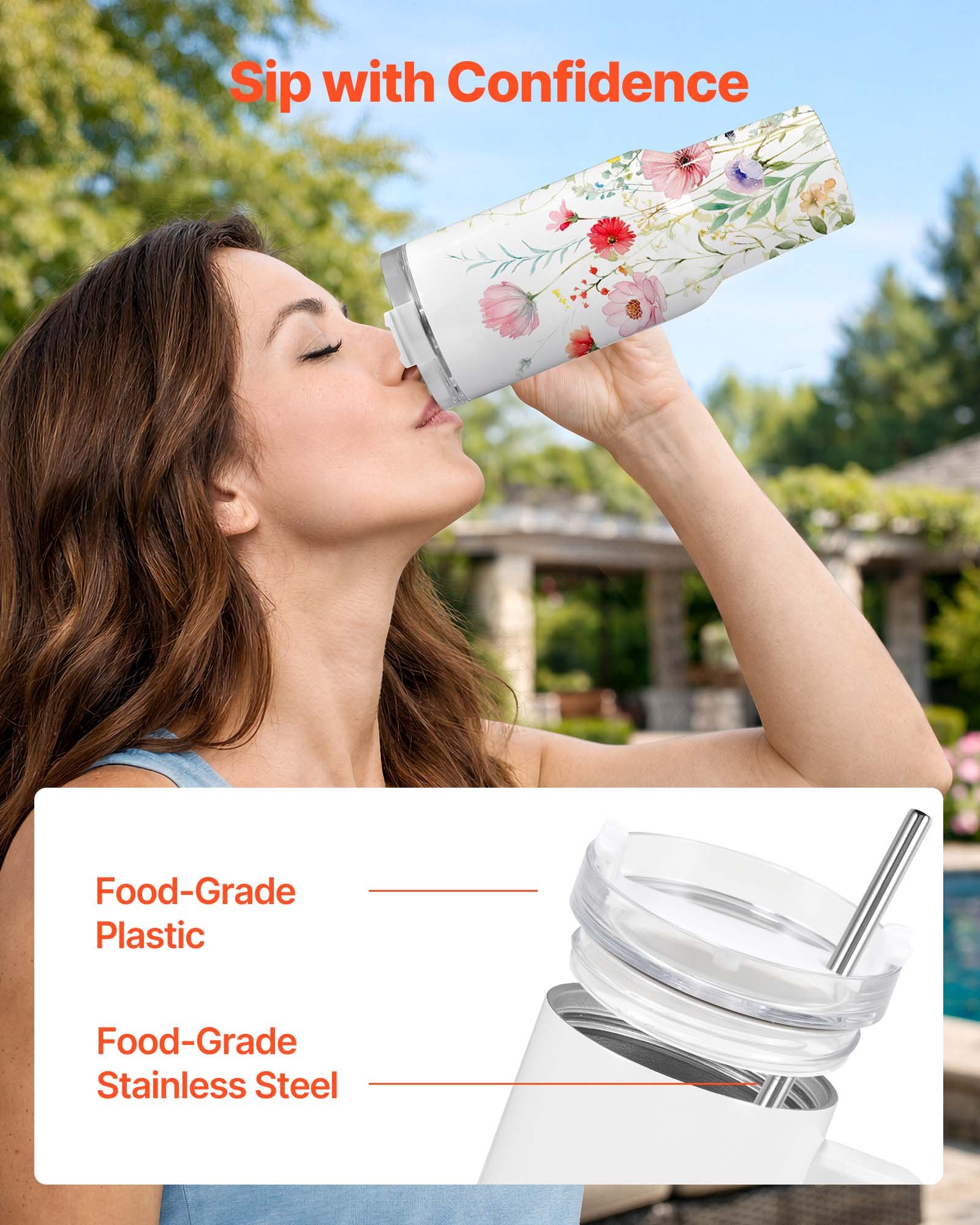 Kubki sublimacyjne VEVOR 8 szt. (1183 ml), kubki sublimacyjne ze stali nierdzewnej z pokrywkami, słomką i uchwytem, ​​izolowane, dwuścienne, gotowe do samodzielnego wykonania prezentów