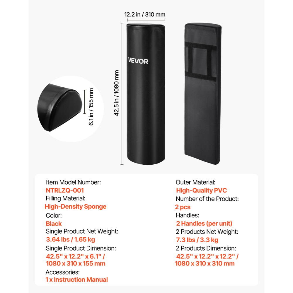 VEVOR Manekin do ćwiczeń w futbolu amerykańskim z PVC, blokujący materiał gąbkowy o wysokiej gęstości (1080 x 310 x 155 mm), wytrzymały manekin treningowy z uchwytami, idealny do ćwiczeń pracy nóg, trening sportowy, 2 sztuki w opakowaniu