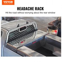 Stojak na ból głowy VEVOR Aluminium, 136 kg Udźwig, łóżko do montażu na ciężarówce, 2057,4 x 660,4 x 152,4 mm Pasuje do ciężarówki Czarny stojak na ból głowy do ciężarówki Wymagane wiercenie