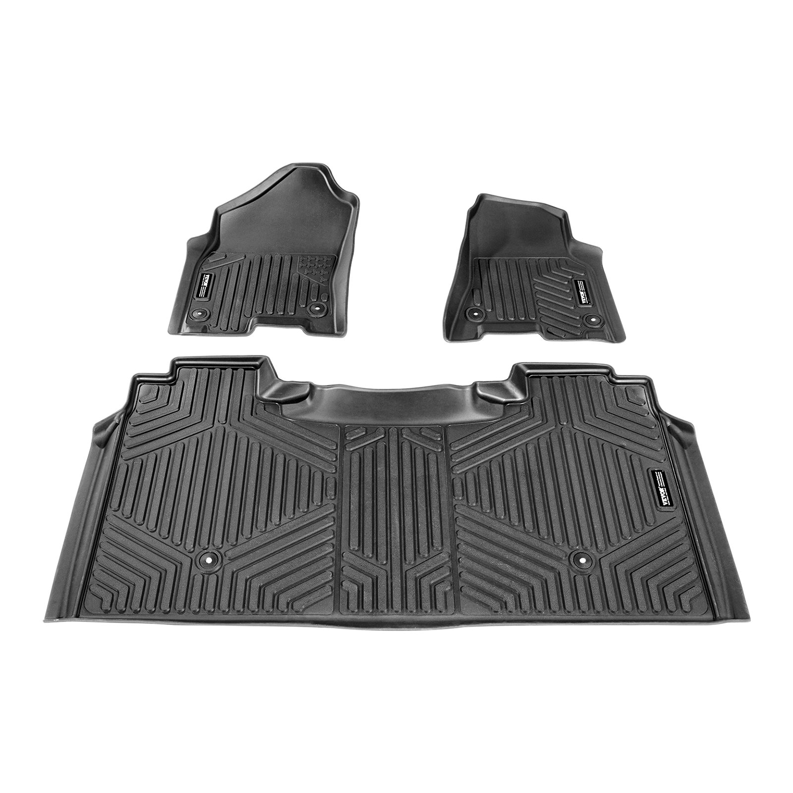 VEVOR Car Floor Mats suitable for Dodge Ram 1500 Crew Cab 2019-2024, 3-piece set, inserts for front and second row, weatherproof custom-fit car floor mats made of TPE, black