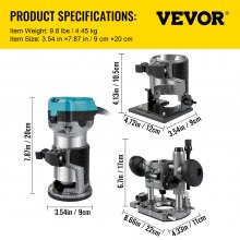 Frezarka ręczna elektryczna VEVOR 710 W Podstawa stała Podstawa uchylna Podstawa wgłębna