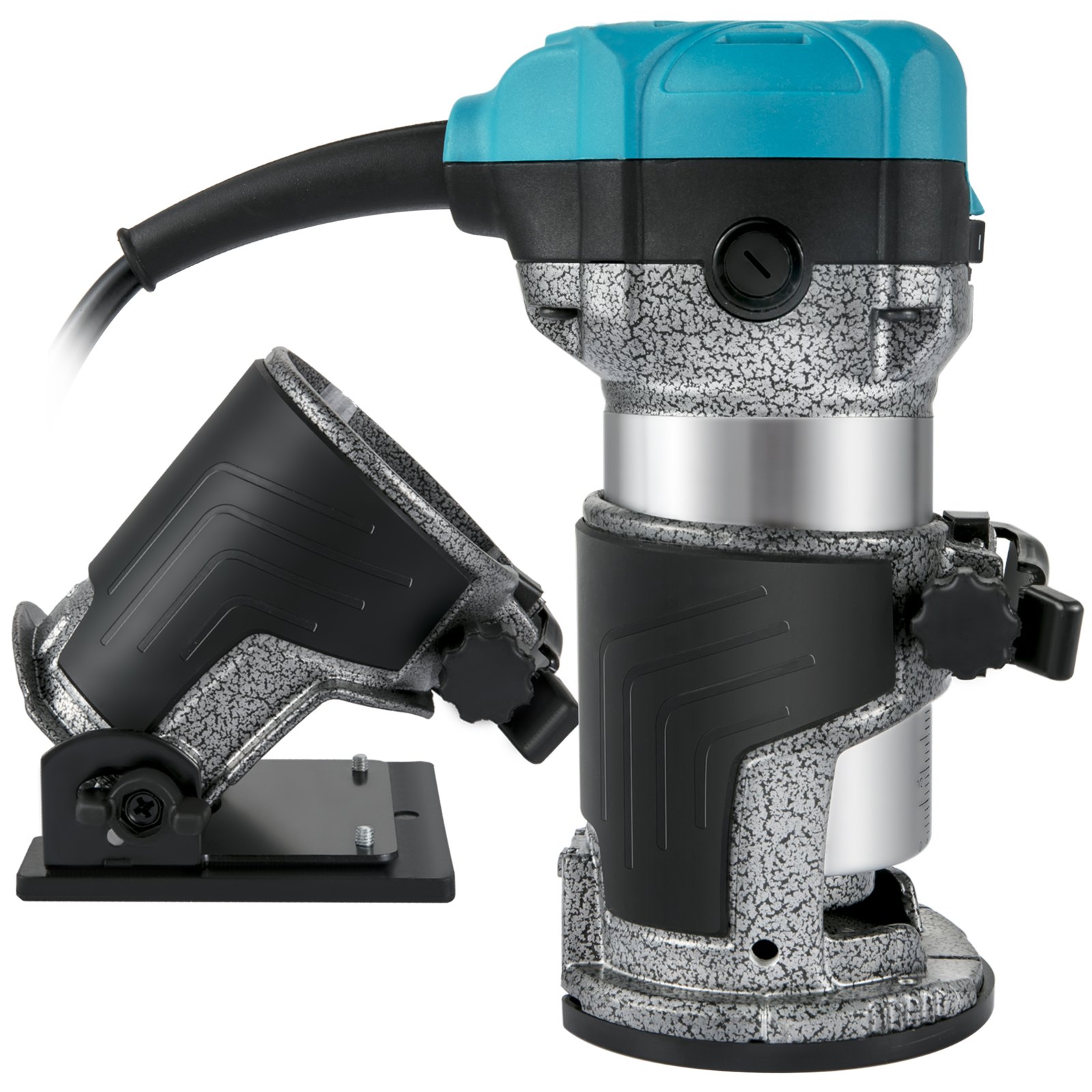 VEVR One-Hand Wood Router 710 W, Electric Hand Wood Router 33000 rpm, Fixed Base, Tilting Base, Plunge Base, 3 Collets, Router Bits 6.35 / 8 mm Included, Curve Guide, Edge Router