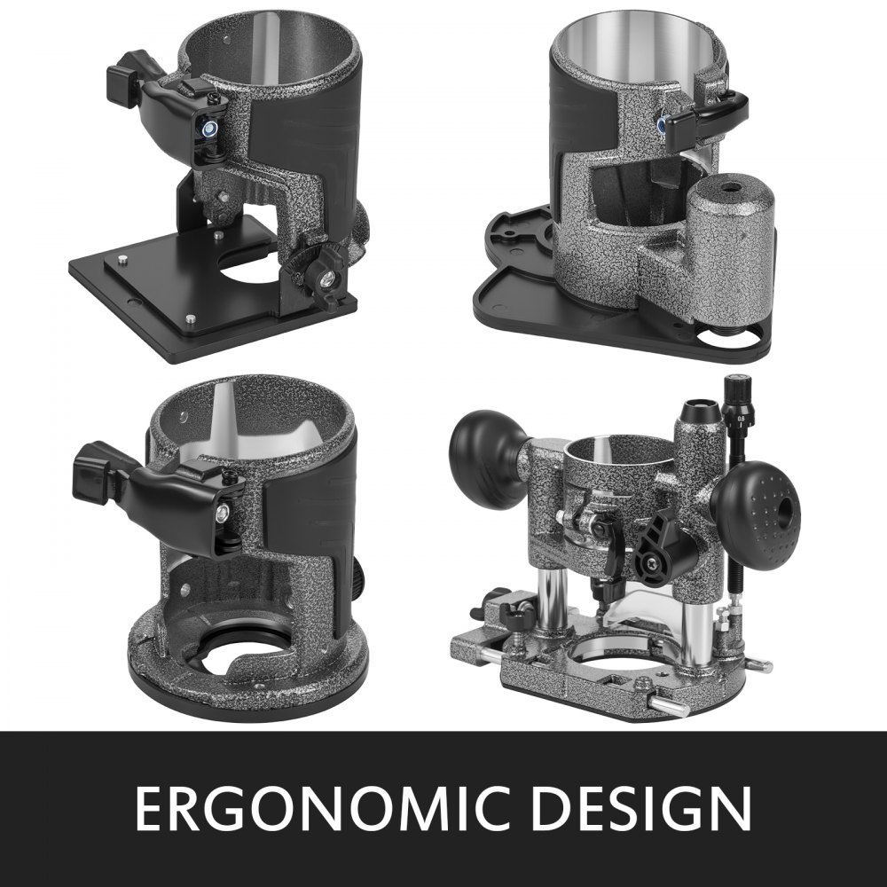 VEVOR Max Torque 710W, Kompaktowy frez o zmiennej prędkości 30 000 obr./min z tulejami zaciskowymi 1/4 "i 3/8" 1x Podstawa wgłębna 1x Podstawa pochylenia 1x Podstawa offsetowa