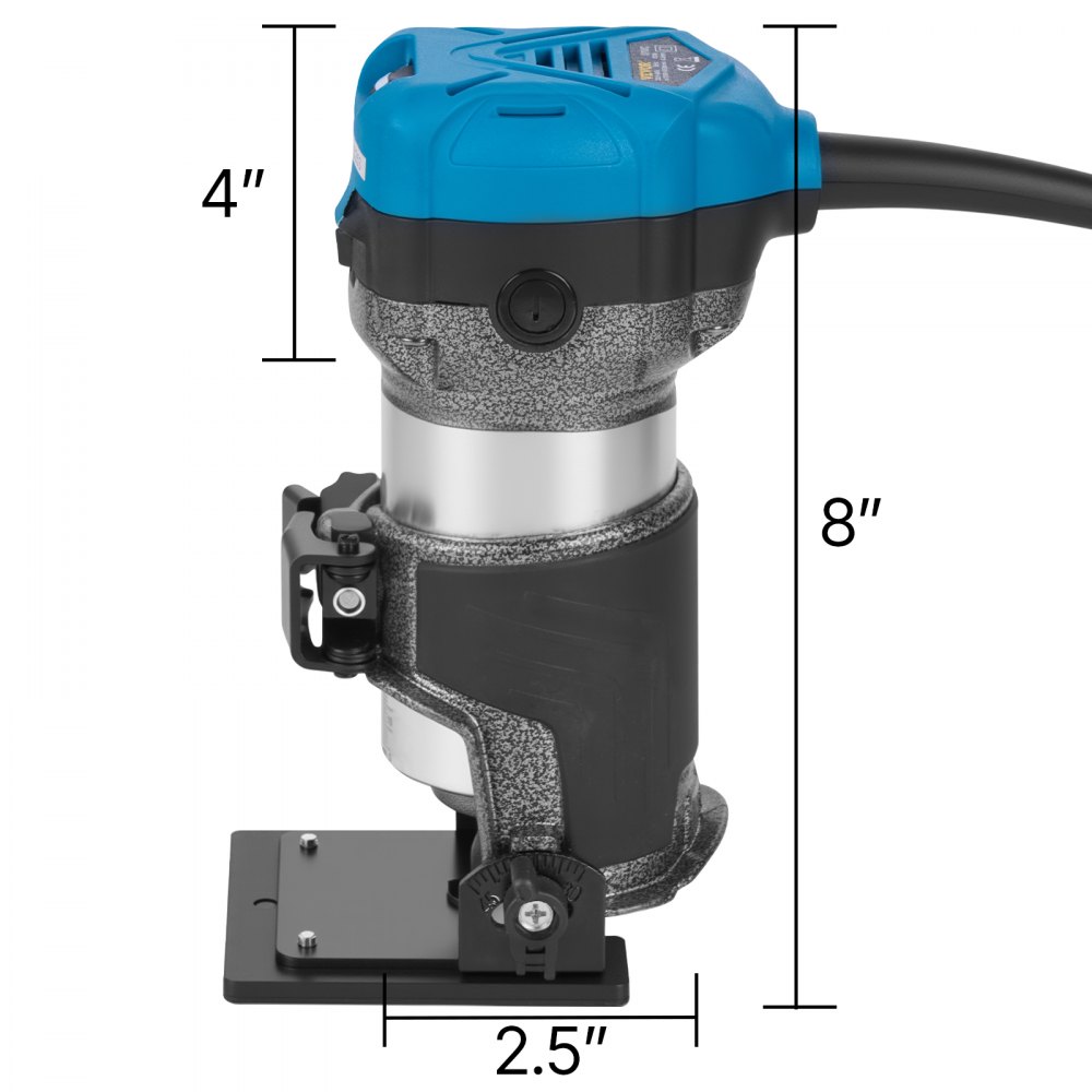 VEVOR Max Torque 710W, Kompaktowy frez o zmiennej prędkości 30 000 obr./min z tulejami zaciskowymi 1/4 "i 3/8" 1x Podstawa wgłębna 1x Podstawa pochylenia 1x Podstawa offsetowa