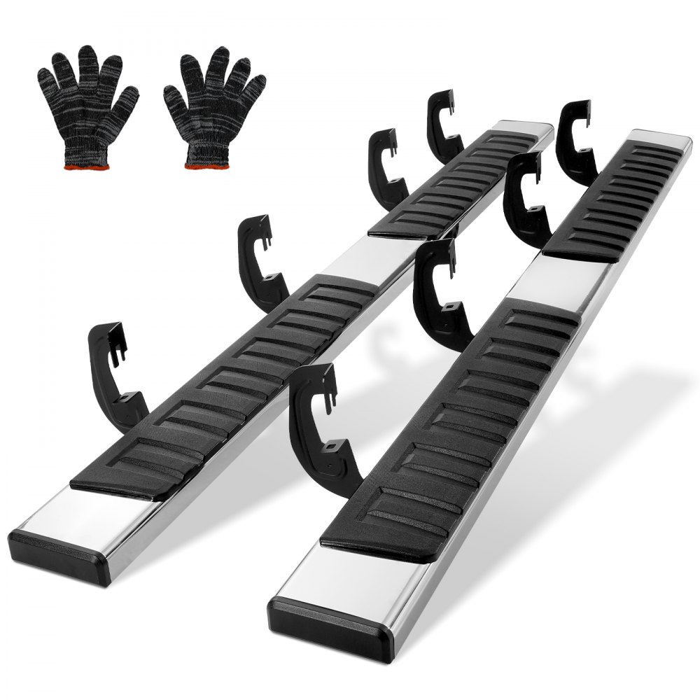 6-calowe stopnie progowe VEVOR kompatybilne z modelami Chevy Silverado z lat 2007–2018/GMC Sierra 1500 Crew Cab/2019 2500HD 3500HD 1500 LD, stopnie boczne ze stali nierdzewnej 201, nośność 227 kg, 2-częściowe