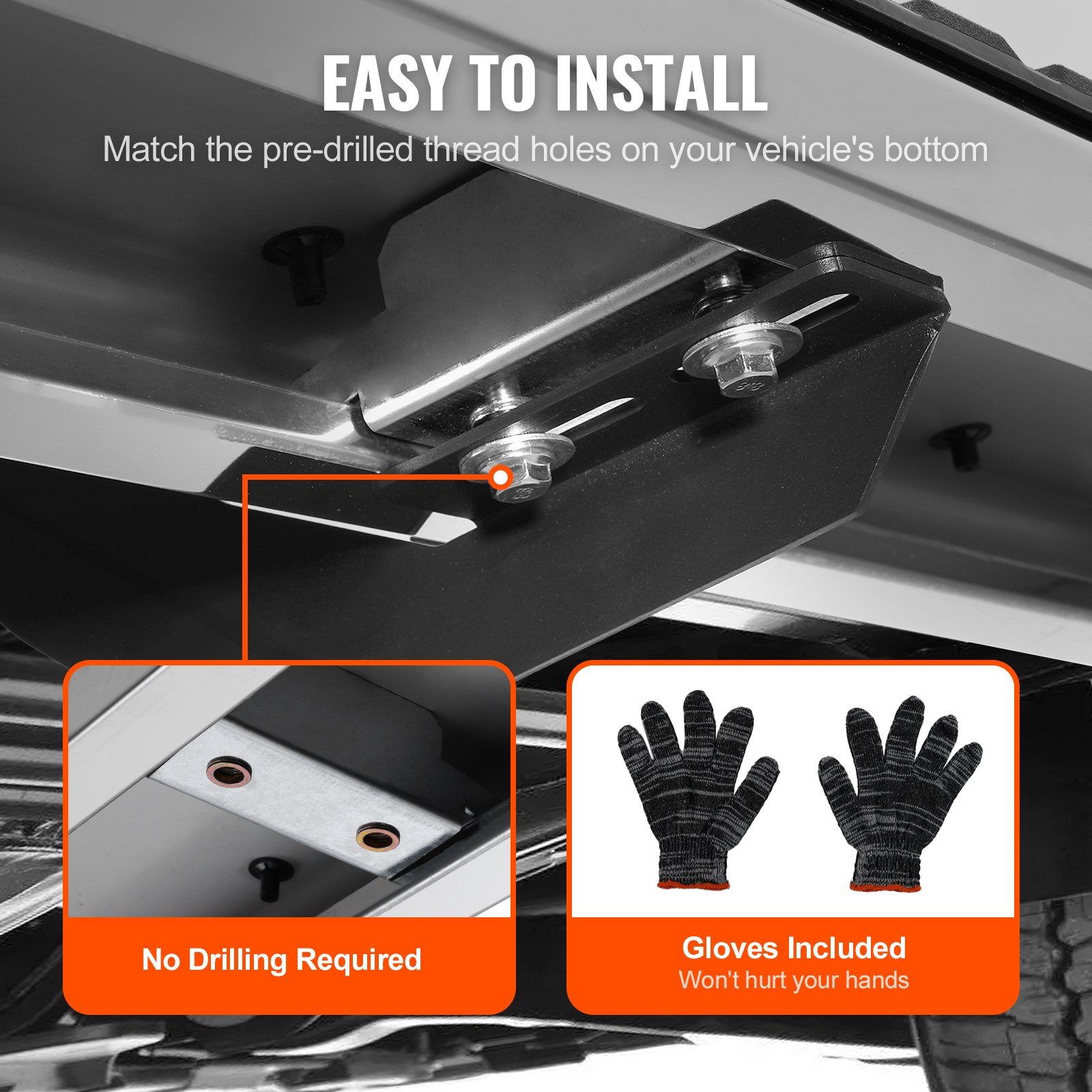 Podnóżki VEVOR, 6-calowe stopnie boczne kompatybilne z modelami Chevy Silverado/GMC Sierra 1500 z lat 2019–2023, Silverado/Sierra 2500/3500HD z podwójną kabiną z lat 2020–2024, stopnie boczne ze stali nierdzewnej 201, 227 kg, 2-częściowe