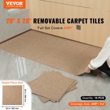 Płytki dywanowe VEVOR 500x500x5mm Dywan z dołączoną wyściółką Miękkie wyściełane płytki dywanowe Łatwa instalacja DIY do salonu w sypialni (16 szt., Ciemnobrązowy)