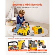 VEVOR Motor Toy 60-elementowy zestaw do naprawy samochodów dla dzieci Mechanik Ciężarówka Żółty