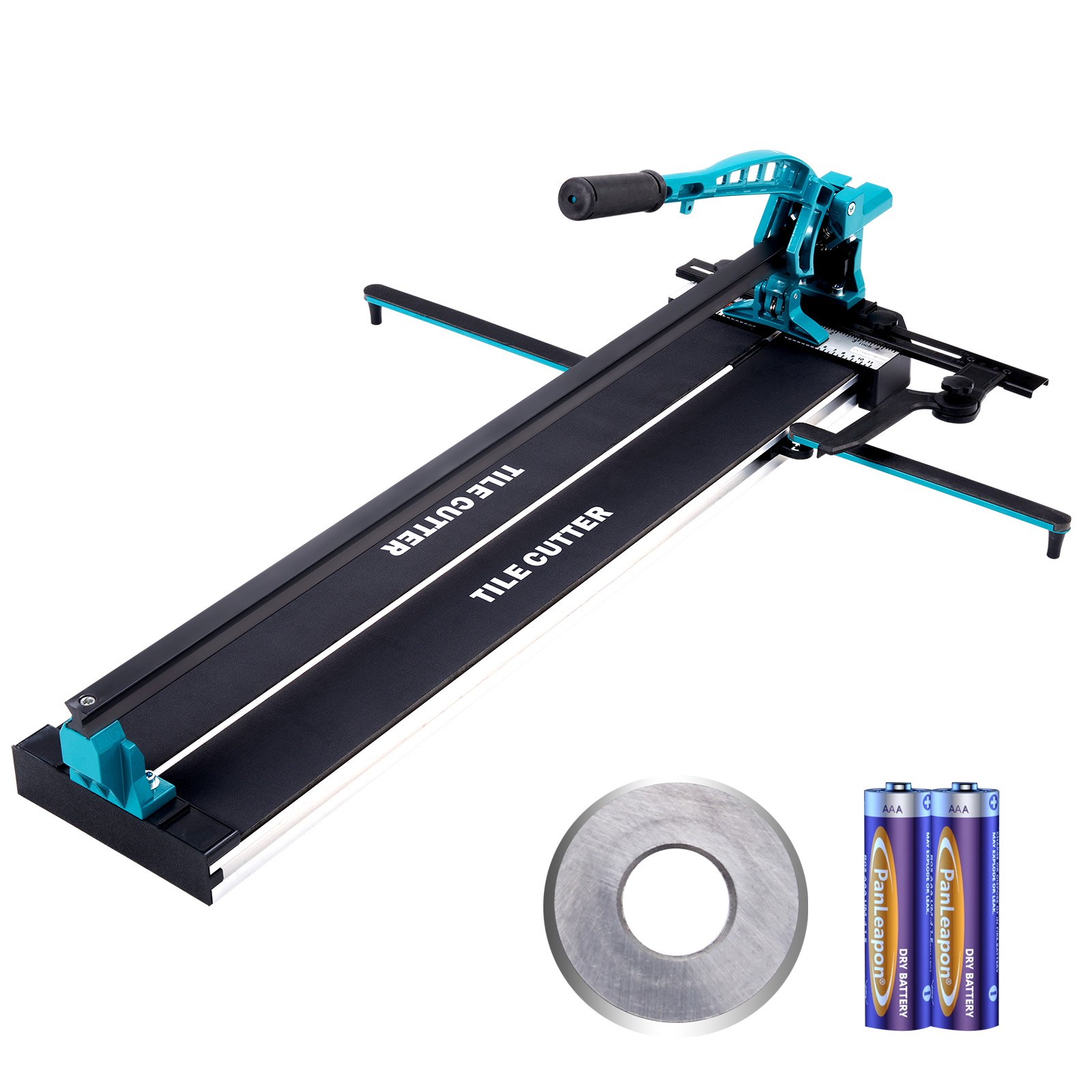 VEVOR tile cutter with a total cutting length of 800 mm, cutting thickness 4-15 mm, minimum cutting width 25 mm. Tile cutting machine including extra cutting wheel. For tile laying and renovation projects.