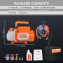 Pompa próżniowa VEVOR 100 l/min, jednostopniowa, 220 V/50 Hz, 1440 obr./min, 800–4000 PSI (55–276 barów), pojemność oleju 250 ml, zestaw manometrów do kolektora próżniowego do klimatyzacji i samochodowych układów chłodzenia