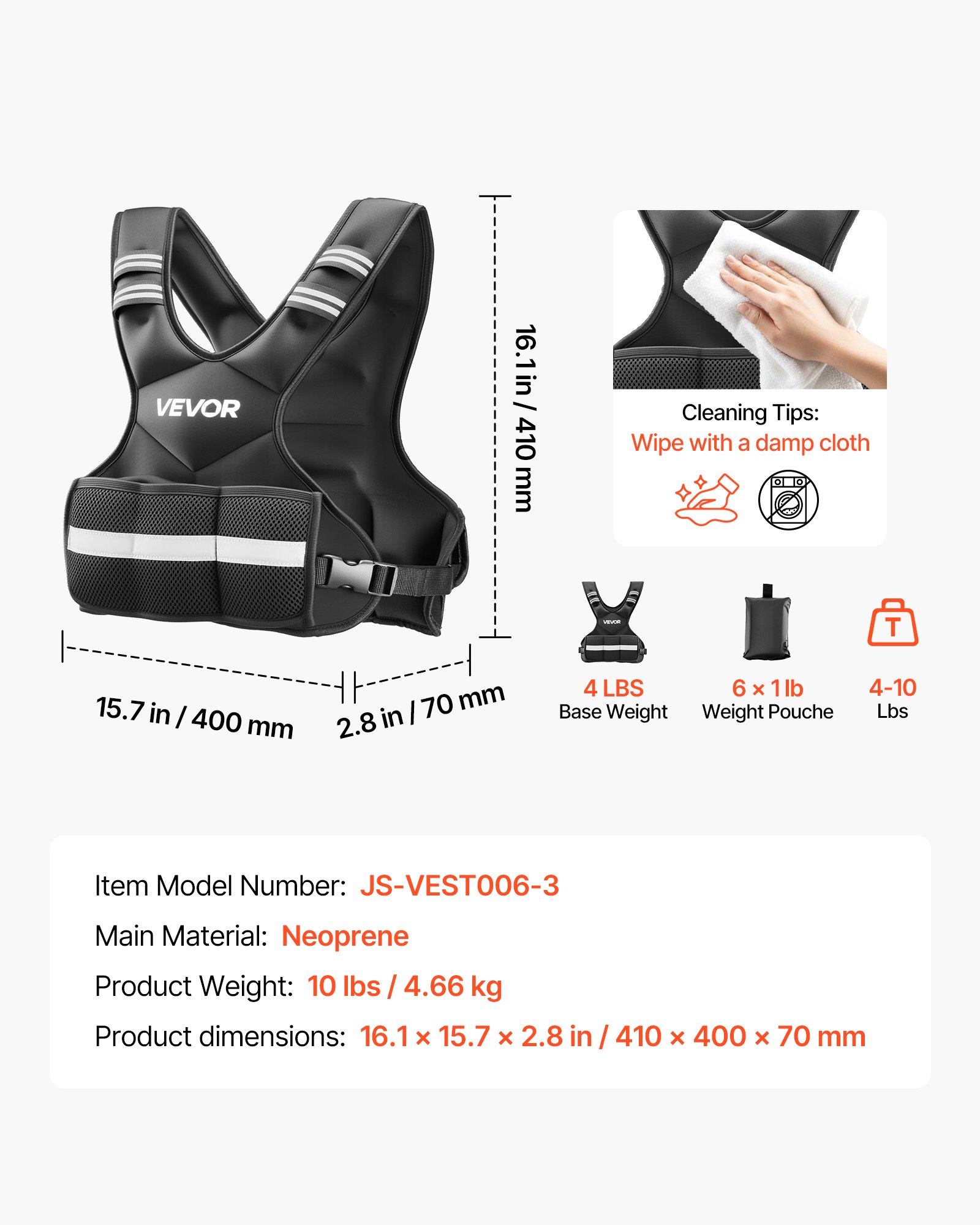 VEVOR Regulowana kamizelka obciążeniowa z 6 workami obciążeniowymi po 0,5 kg do treningu indywidualnego, kamizelka fitness w kształcie litery X z odblaskowymi paskami i klamrami do treningu siłowego, biegania i joggingu, czarna