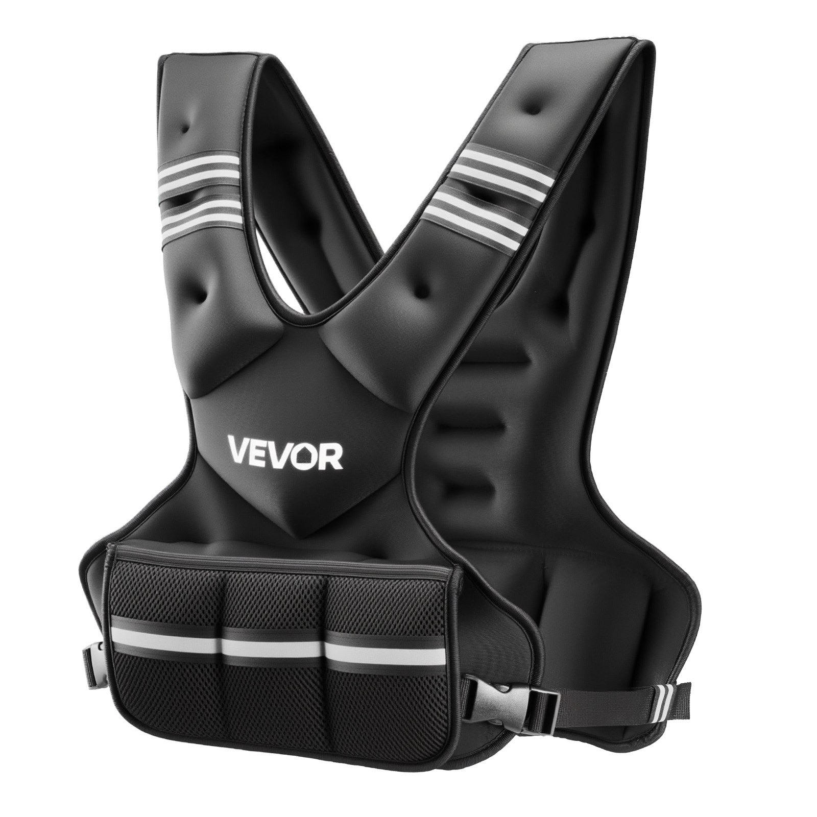 VEVOR Regulowana kamizelka obciążeniowa z 6 workami obciążeniowymi po 2 funty do treningu indywidualnego, kamizelka fitness w kształcie litery X z odblaskowymi paskami i klamrami do treningu siłowego, biegania i joggingu, czarna