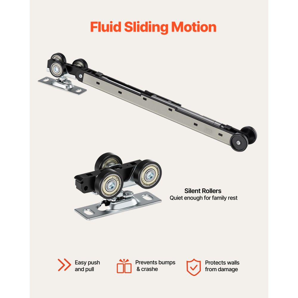 Drzwi przesuwne VEVOR (915 x 2035 mm) 5-częściowe, pojedyncze drzwi przesuwne ze szkła matowego z zestawem okuć, panel drzwi przesuwnych z litego drewna i płyty MDF z wodoodporną powierzchnią do sypialni, kuchni i biura domowego