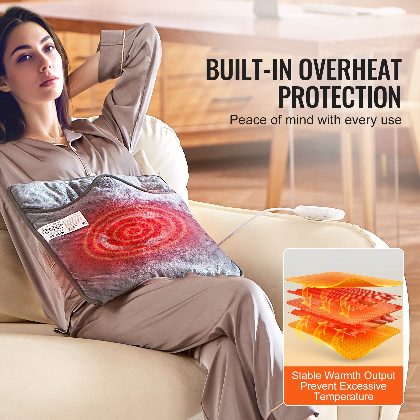 VEVOR Elektryczny podgrzewacz do stóp, dwustronna mata grzewcza do stóp z timerem, 6 ustawieniami temperatury i automatycznym wyłączaniem, ultramiękki flanelowy podgrzewacz do stóp, nadaje się do prania w pralce, na plecy, talię i brzuch, 15,4 x 15,0 cali