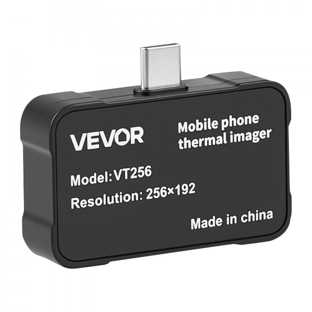 Kamera termowizyjna VEVOR dla systemów iOS i Android, rozdzielczość 512x384 Super IR i 256x192 IR, z obiektywem makro do smartfonów i tabletów ze złączem USB-C, 25 Hz, kamera na podczerwień do inspekcji w zakresie od -20°C do 550°C