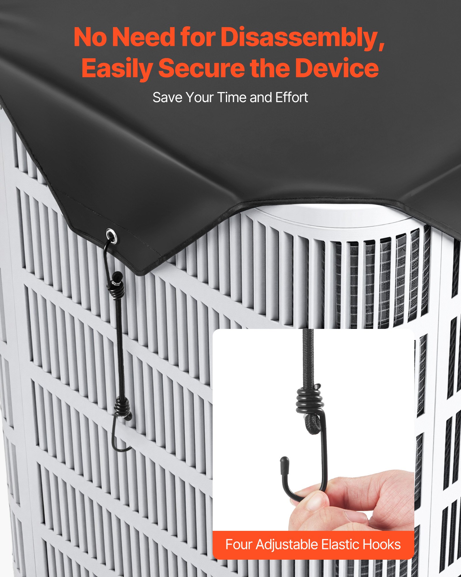 Pokrowiec na klimatyzator zewnętrzny VEVOR, 910 x 910 mm, pokrowiec na klimatyzator, pokrowiec ochronny, wodoodporny, uniwersalny, pokrowiec ochronny do użytku na zewnątrz, na każdą porę roku, czarny