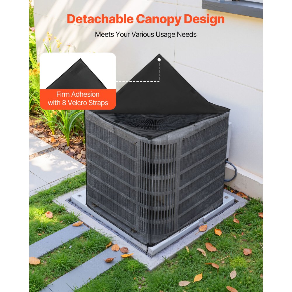 Pokrowiec na klimatyzator VEVOR, 914 x 914 x 1010 mm, dwuwarstwowy, zdejmowany dach, wodoodporny poliester, uniwersalny ochraniacz HVAC do klimatyzatorów zewnętrznych, czarny