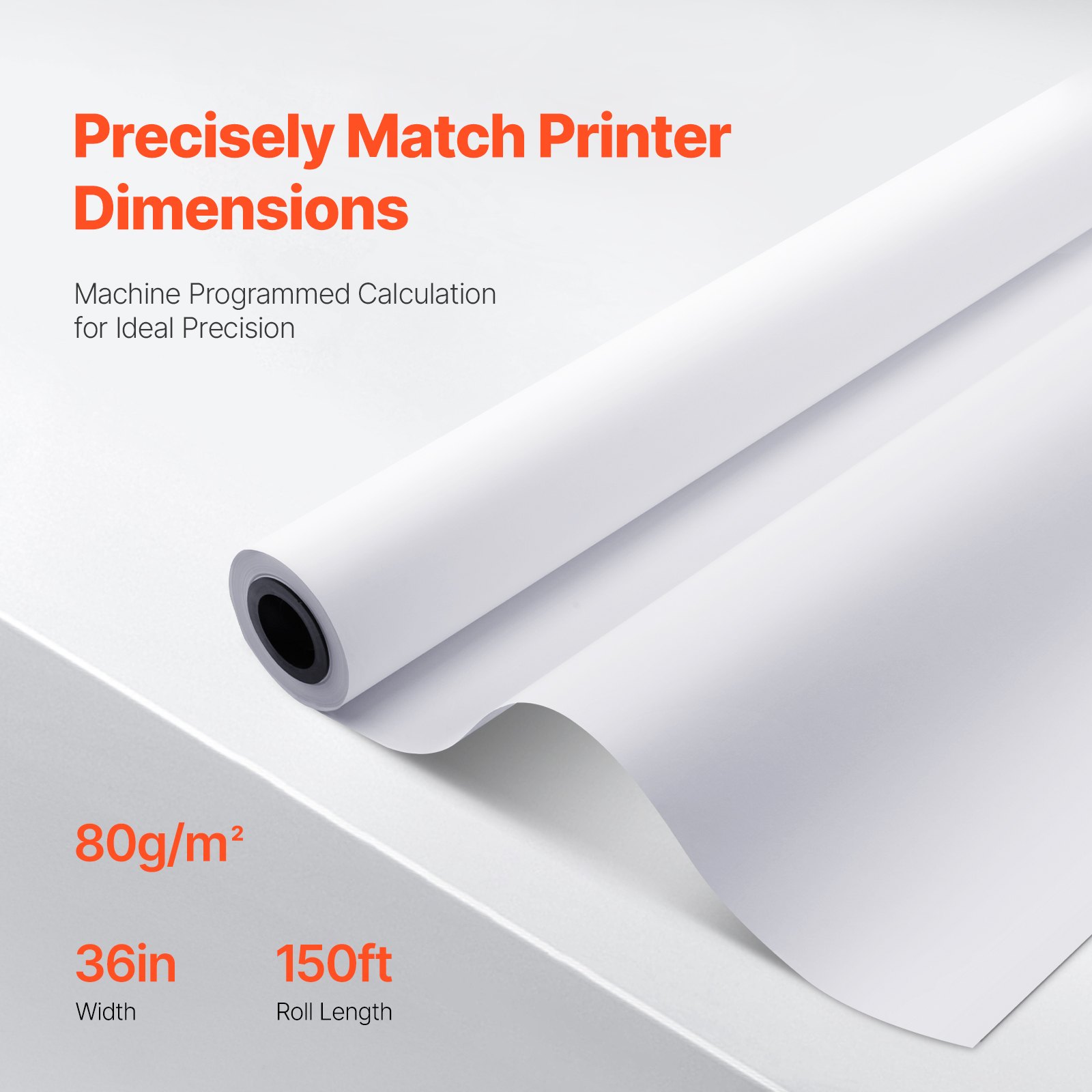 Papier do plotera wielkoformatowego VEVOR 45,7 m x 915 mm 4 rolki CAD Bond Rolls z rdzeniem 50,8 mm, rolki rysunkowe do rysunków CAD, planów technicznych, map GIS i projektów architektonicznych, białe