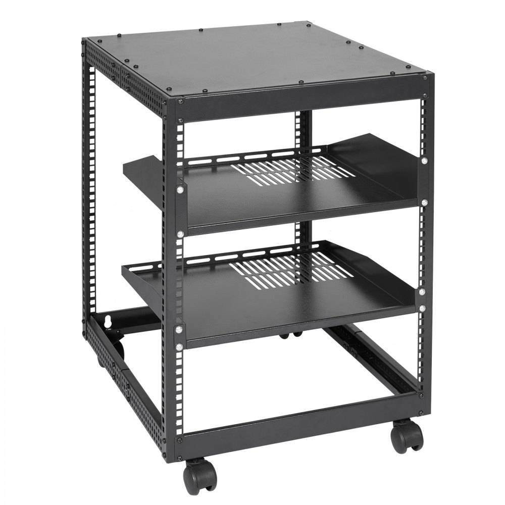 VEVOR 12U Open Frame Server Rack, 15-40" Regulowana głębokość, wolnostojąca/do montażu na ścianie, 4-słupkowa szafa AV z kółkami do wszystkich urządzeń sieciowych IT, sprzęt AV