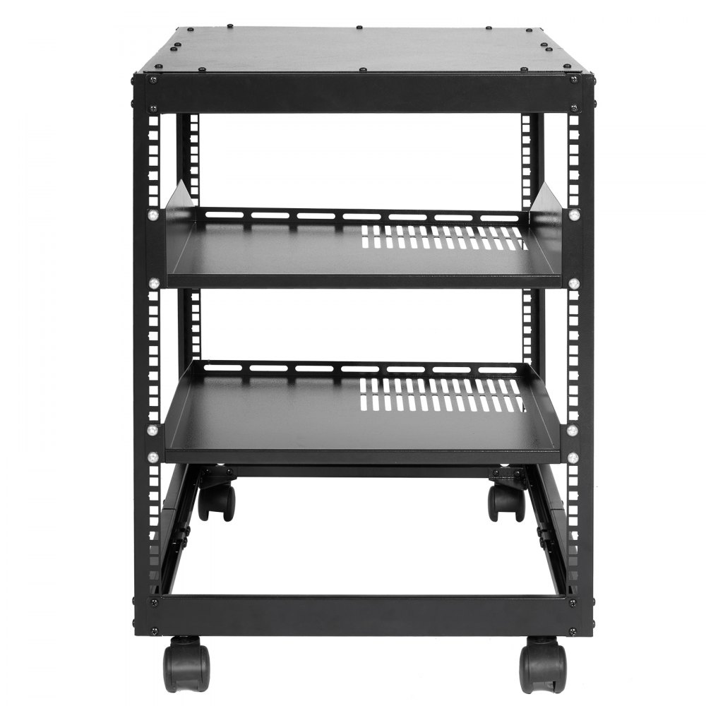 VEVOR 12U Open Frame Server Rack, 15-40" Regulowana głębokość, wolnostojąca/do montażu na ścianie, 4-słupkowa szafa AV z kółkami do wszystkich urządzeń sieciowych IT, sprzęt AV