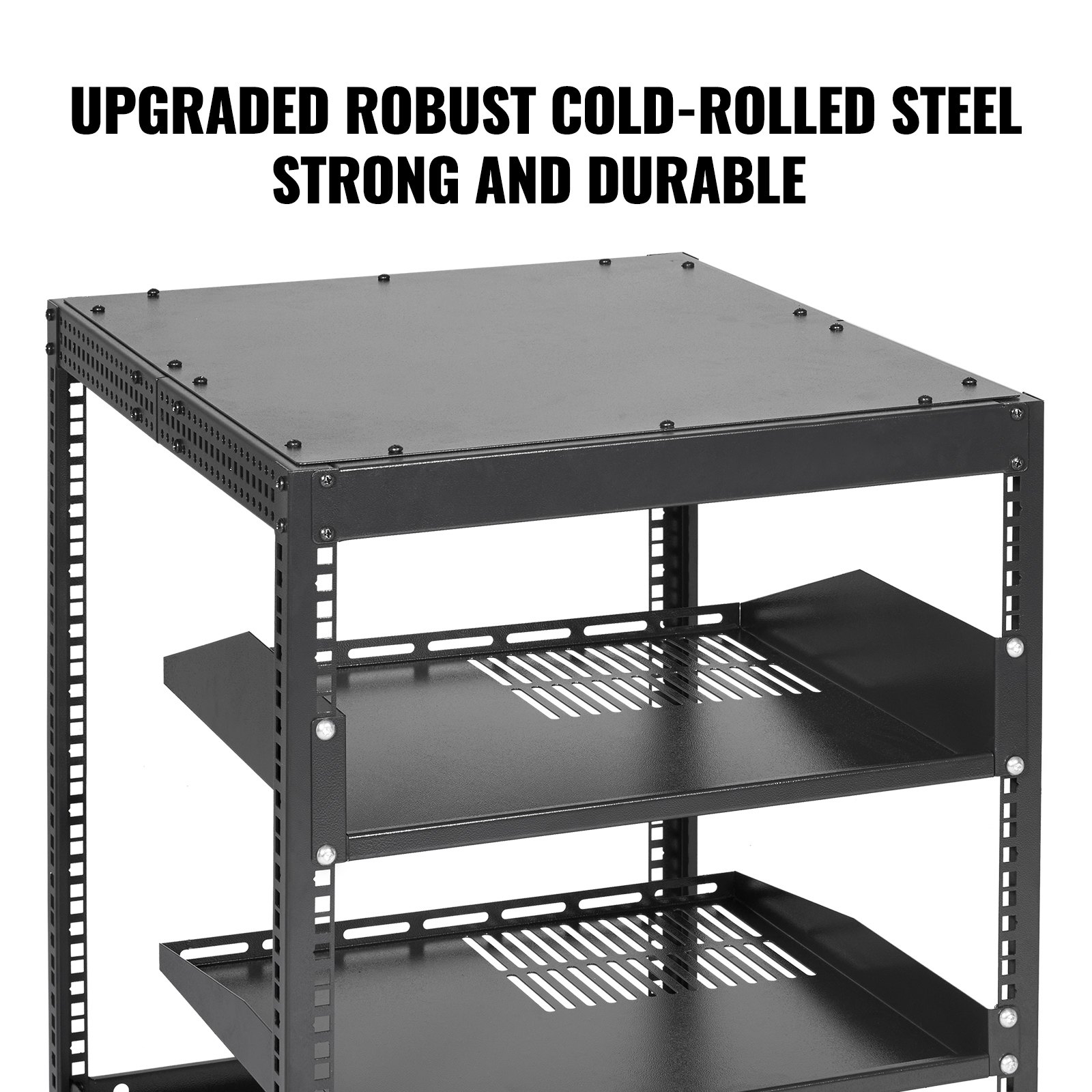 VEVOR 12U Open Frame Server Rack, 15-40" Regulowana głębokość, wolnostojąca/do montażu na ścianie, 4-słupkowa szafa AV z kółkami do wszystkich urządzeń sieciowych IT, sprzęt AV
