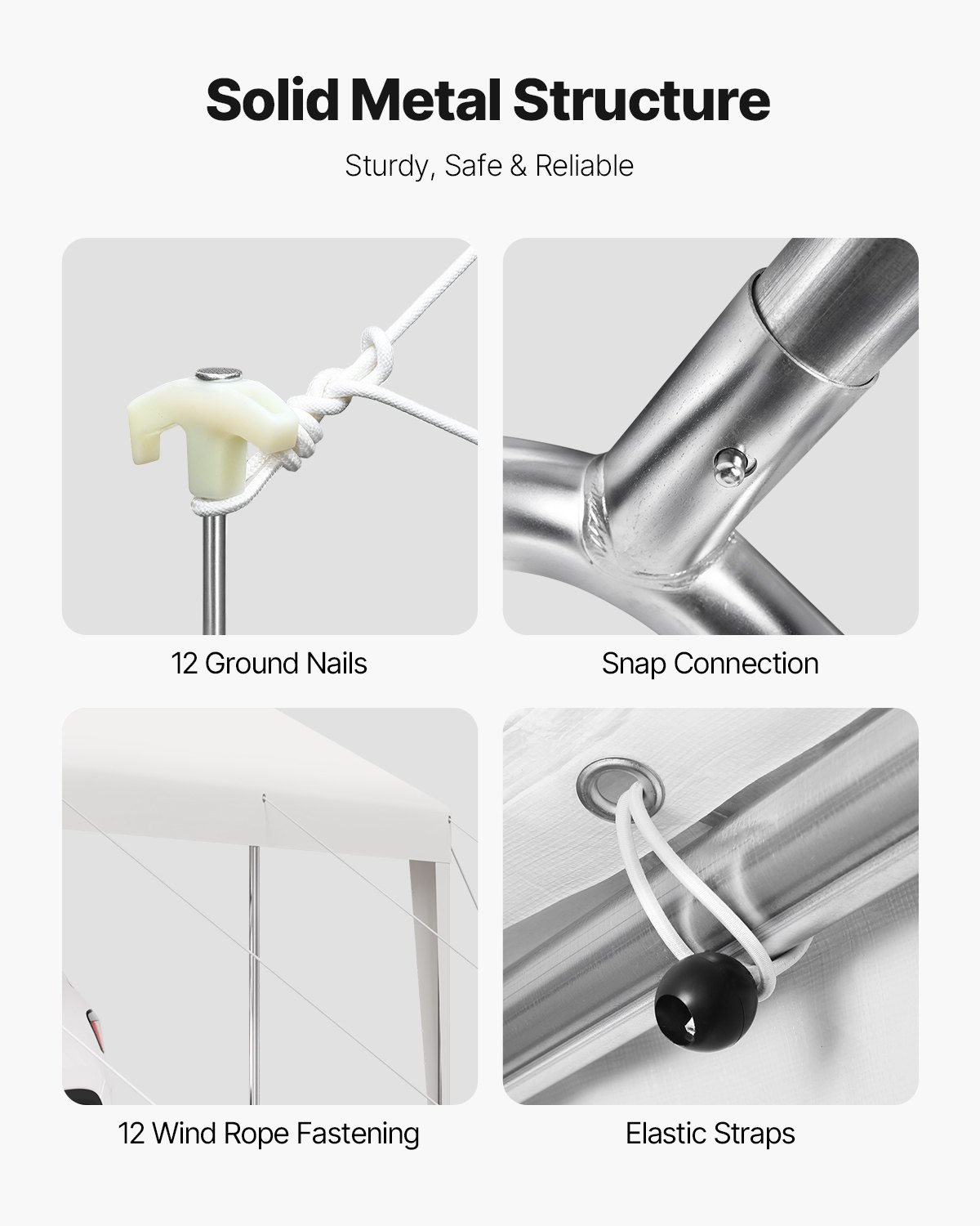 VEVOR Carport, 3,05 x 6,09 x 2,87 m, namiot garażowy, ocynkowana wiata samochodowa, odporna na promieniowanie UV, całoroczna ochrona, schowek na samochód, łódź, motocykl, biały