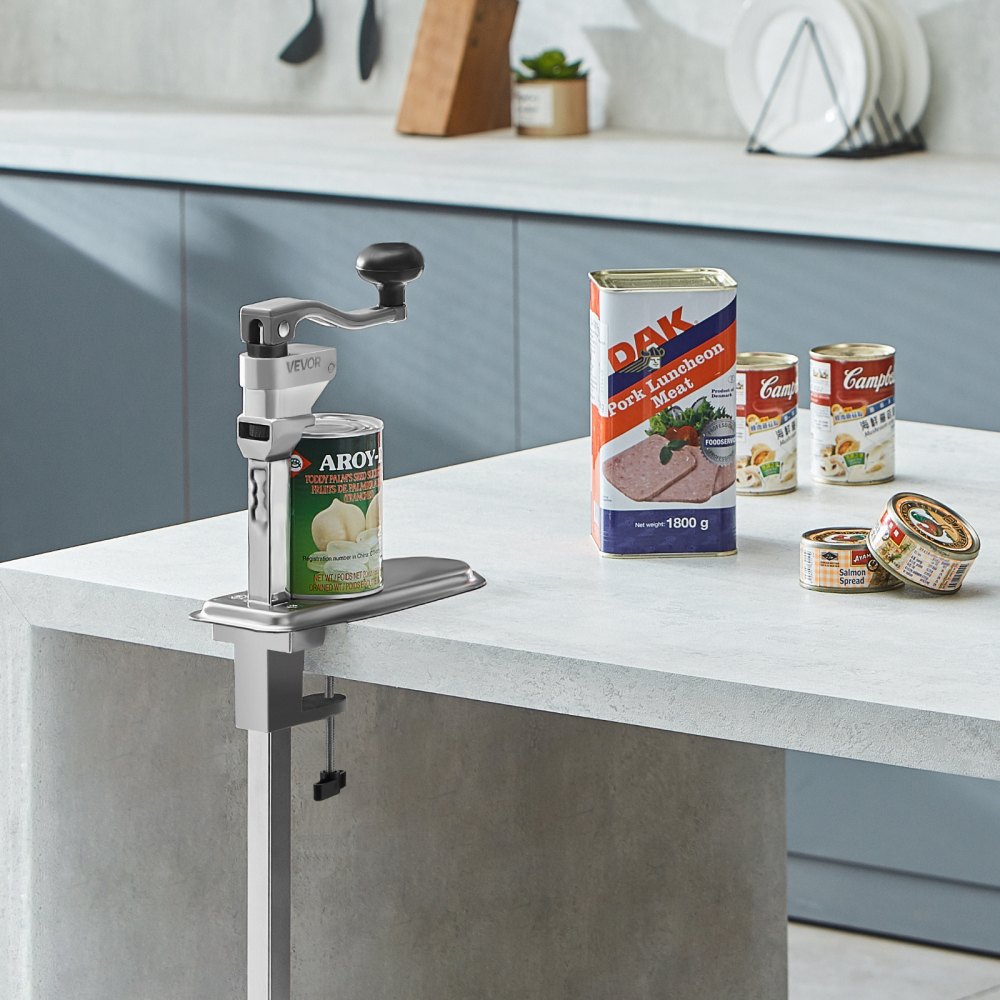 VEVOR Commercial Can Opener, Heavy-Duty Manual Tabletop Cans Opener for Cans Up to 300 mm Height, Height-Adjustable Can Openers Fixed with Screws & Table Clamp, for Restaurant, Hotel, and Food Store