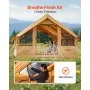 Nadmuchiwany namiot kempingowy VEVOR, namiot dla 5-8 osób z pompką ręczną, namiot glampingowy 4 x 3 x 2,2 m z 2 oknami dachowymi, baldachimem, przyłączem do kuchenki, 2 drzwiami, oknami z siatki i torbą do przechowywania
