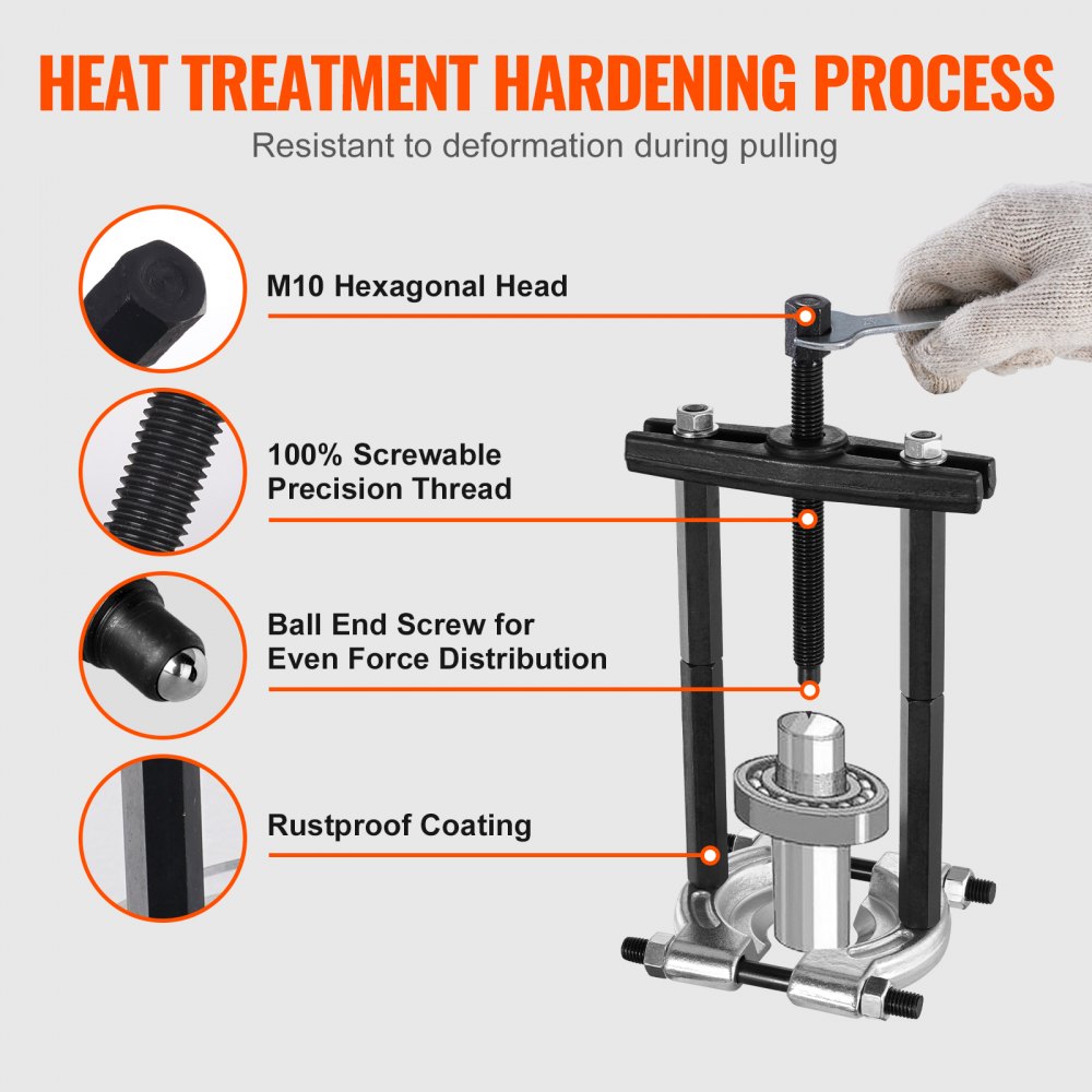 Zestaw ściągaczy łożysk VEVOR 14-częściowy, 5-tonowy separator łożysk, zestaw do demontażu łożysk kół zębatych ze szczękami 2- i 3-calowymi, zestaw ściągaczy osi piast kół, wytrzymały zestaw narzędzi do rozdzielania łożysk z walizką