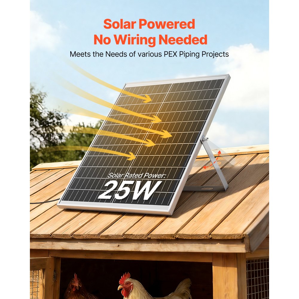 Wentylator solarny VEVOR 25 W, panel solarny 12 V z 4 wentylatorami, maks. 2668 obr./min, przepływ powietrza 748 m³/h, wentylator wyciągowy zasilany energią słoneczną o prędkości 5 m/s do małych kurników i szklarni