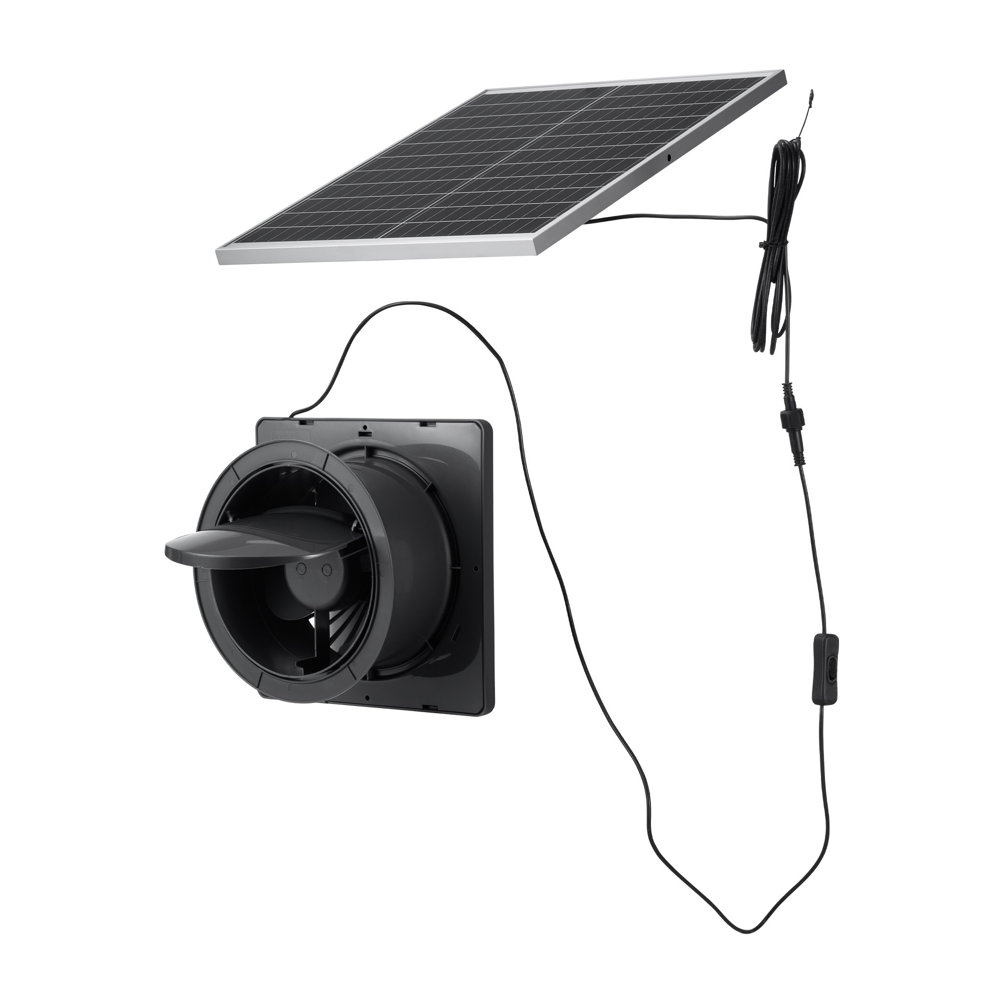 Wentylator solarny VEVOR 25 W, panel słoneczny 12 V z pojedynczym wentylatorem, maks. 2030 obr./min, przepływ powietrza 374 m³/h, wentylator wyciągowy zasilany energią słoneczną o prędkości 4,3 m/s do małych kurników i szklarni