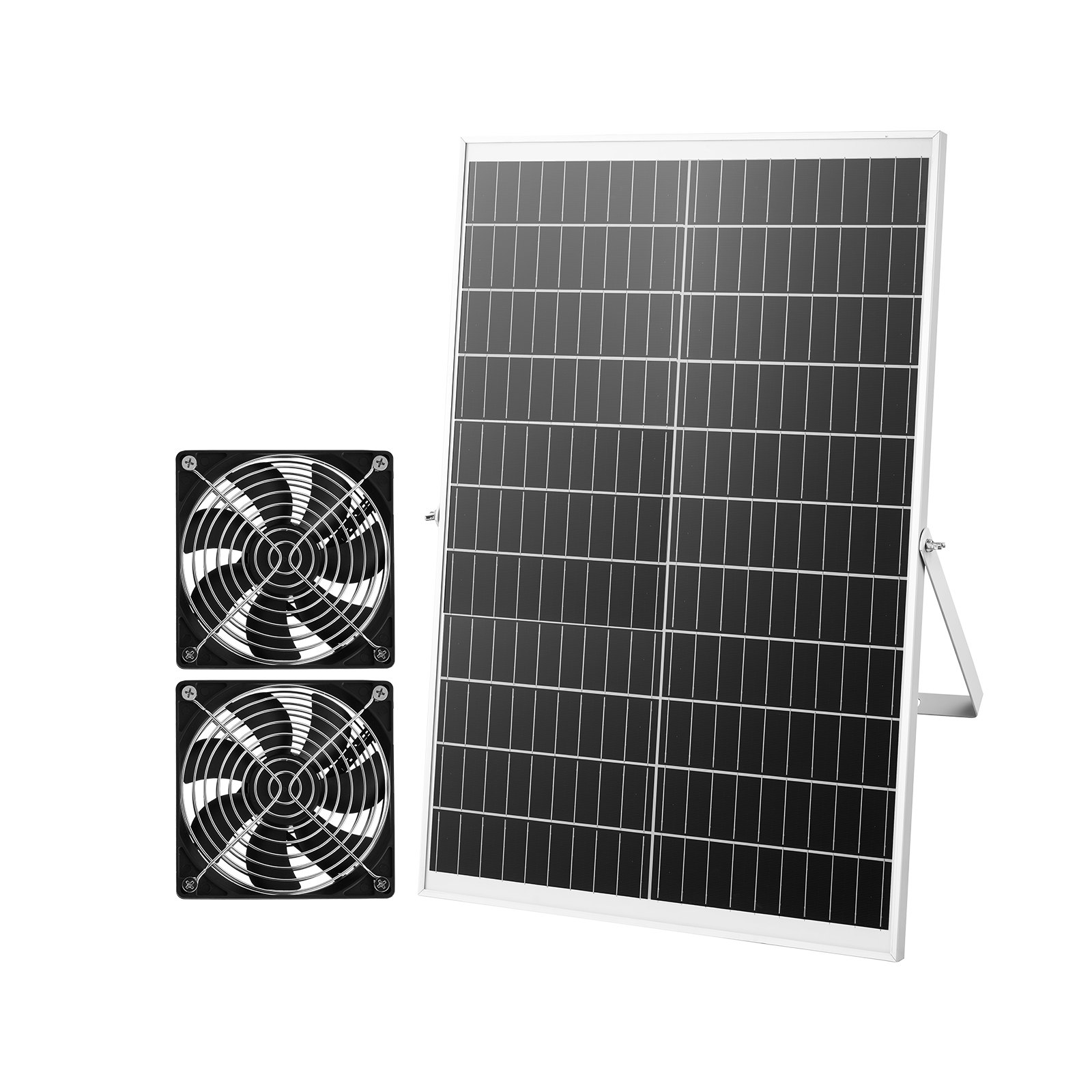 Wentylator solarny VEVOR 30 W, panel słoneczny 12 V z podwójnym wentylatorem, maks. 2668 obr./min, przepływ powietrza 680 m³/h, wentylator wyciągowy zasilany energią słoneczną o prędkości 5 m/s do małych kurników i szklarni