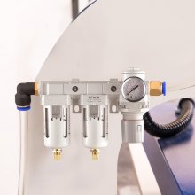 Regulator filtra sprężarki powietrza VEVOR, separator wody sprężarki powietrza 3/8" NPT 5μm, półautomatyczny system osuszania powietrza z mosiężnym elementem filtrującym, dwustopniowy, regulator ciśnienia 7,5-125PSI, obudowa z polietylenu