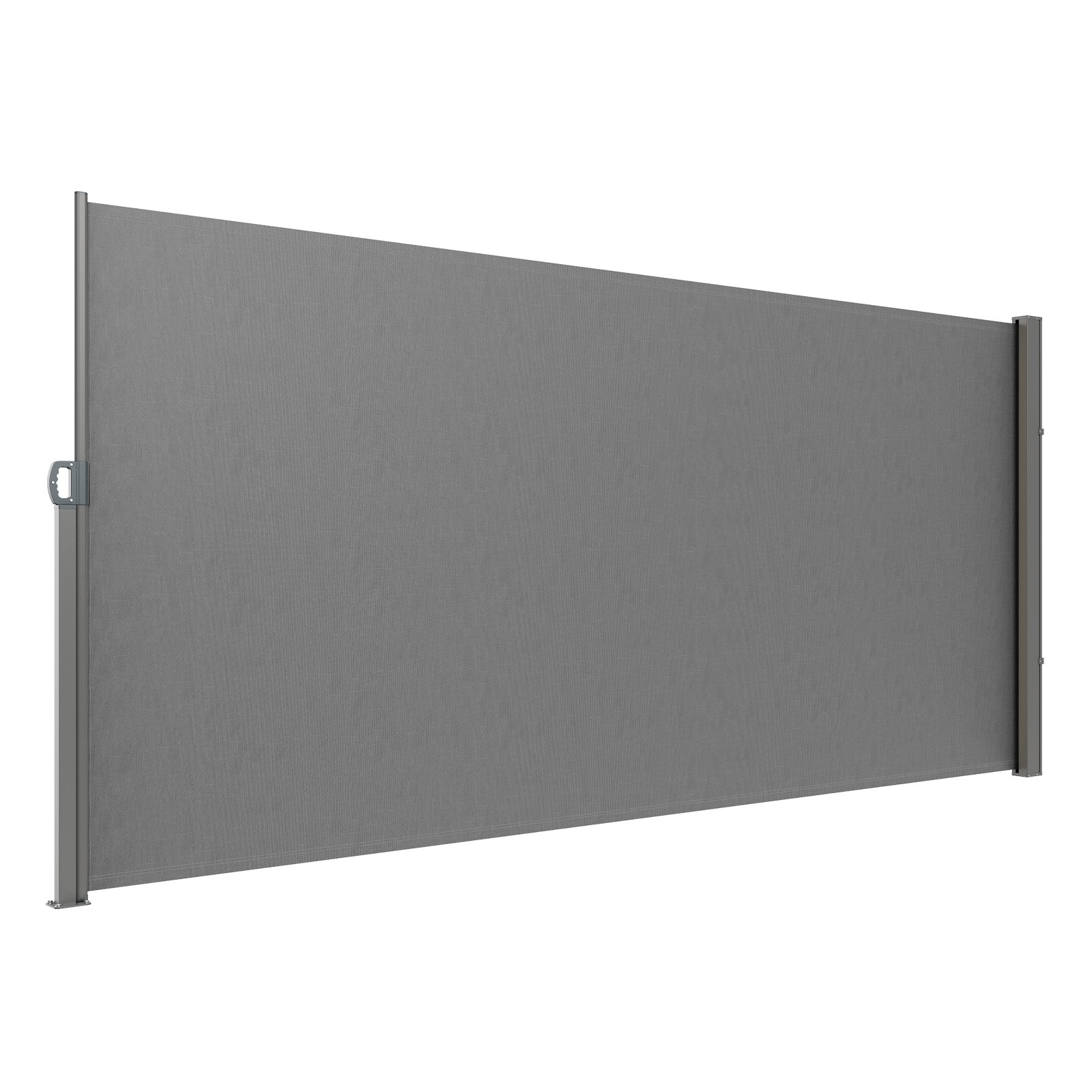 Markiza boczna VEVOR 160 x 300 cm Markiza ścienna boczna Wykonana z tkaniny poliestrowej 180 g/m² z powłoką poliuretanową Markiza z uchwytem chowanym i mechanizmem sprężynowym Ekran prywatności na balkony i dziedzińce Szary