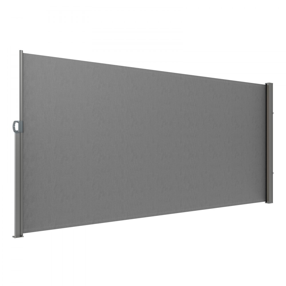 Markiza boczna VEVOR 180 x 350 cm Markiza ścienna boczna Wykonana z tkaniny poliestrowej 180 g/m² z powłoką poliuretanową Markiza z uchwytem chowanym i mechanizmem sprężynowym Ekran prywatności na balkony i dziedzińce Szary