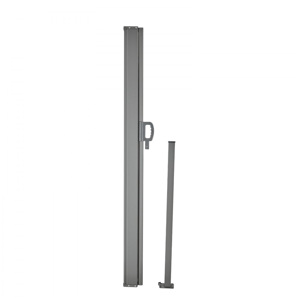 Markiza boczna VEVOR 180 x 350 cm Markiza ścienna boczna Wykonana z tkaniny poliestrowej 180 g/m² z powłoką poliuretanową Markiza z uchwytem chowanym i mechanizmem sprężynowym Ekran prywatności na balkony i dziedzińce Szary