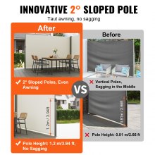Markiza boczna VEVOR 200 x 600 cm markiza boczna ścienna wykonana z tkaniny poliestrowej 180 g/m² z powłoką PU markiza wysuwany uchwyt z mechanizmem sprężynowym przesłona przyciemniająca ochrona prywatności na balkonach dziedzińce beżowy