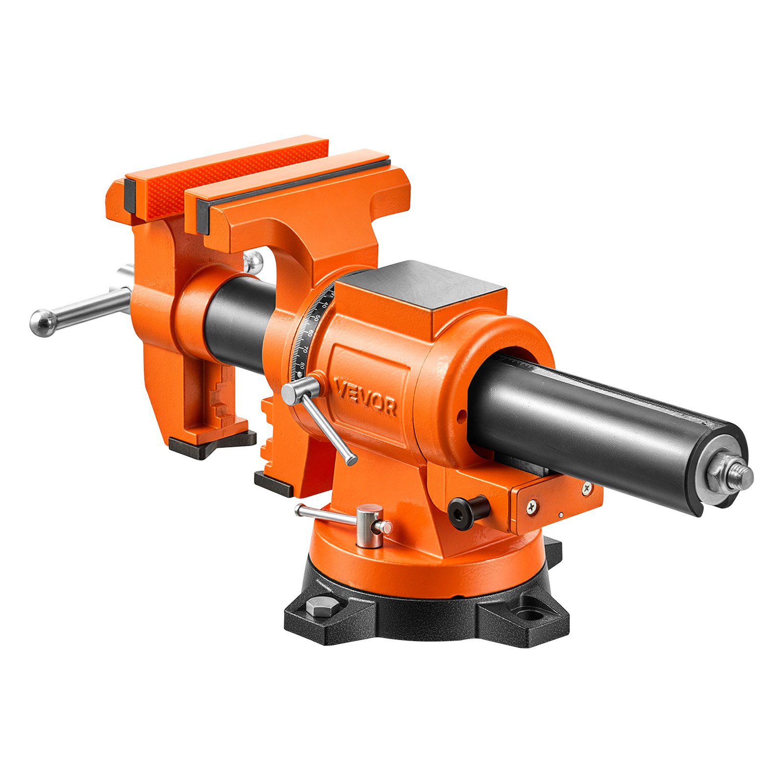 Imadło warsztatowe VEVOR, szerokość szczęk 152 mm, obrót 360°, do cięcia, szlifowania, wiercenia i cięcia rur, siła zacisku 20 kN, z dźwignią szybkozwalniającą, kowadłem, śrubami i nakrętkami
