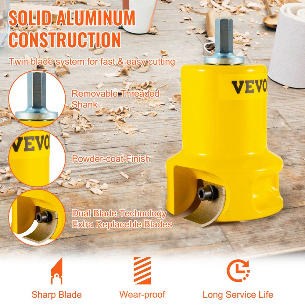 Frez czopowy Forstnera VEVOR 25,4 i 38 mm i 50,8 mm, 2 ostrza Zestaw frezów czopowych Forstnera do łóż belek, balustrad belek, ogrodzeń belek, stołów belek itp. Wiertło Forstnera